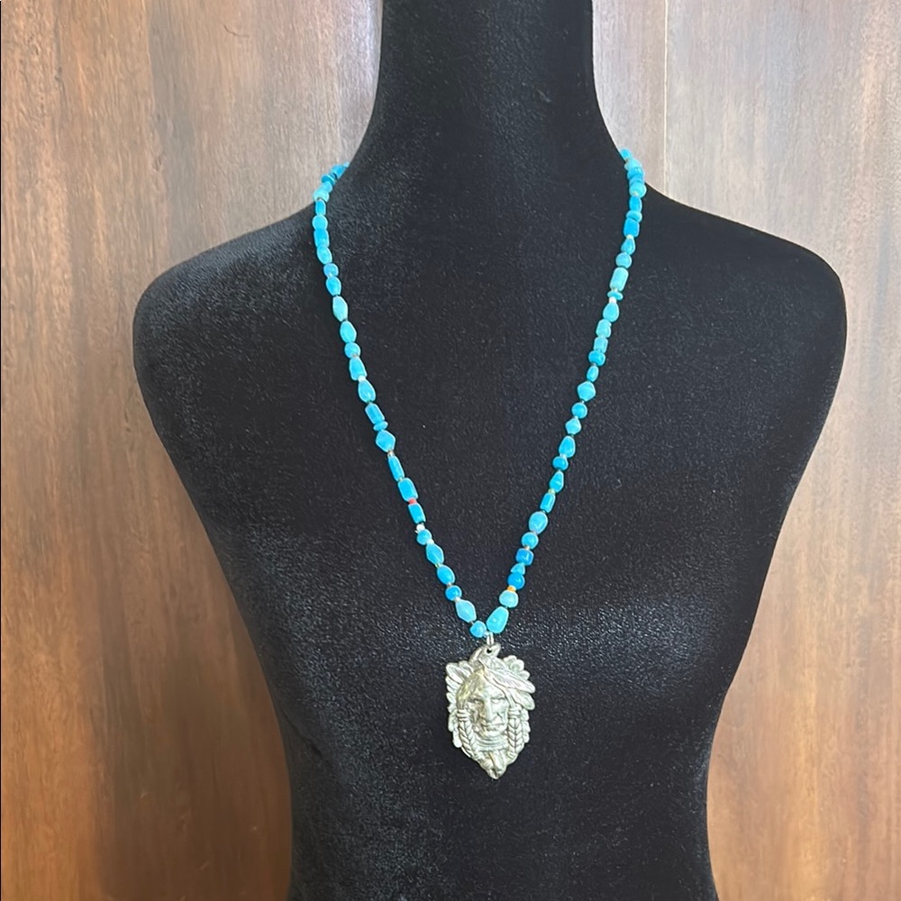 Silver American Indian Pendant Necklace